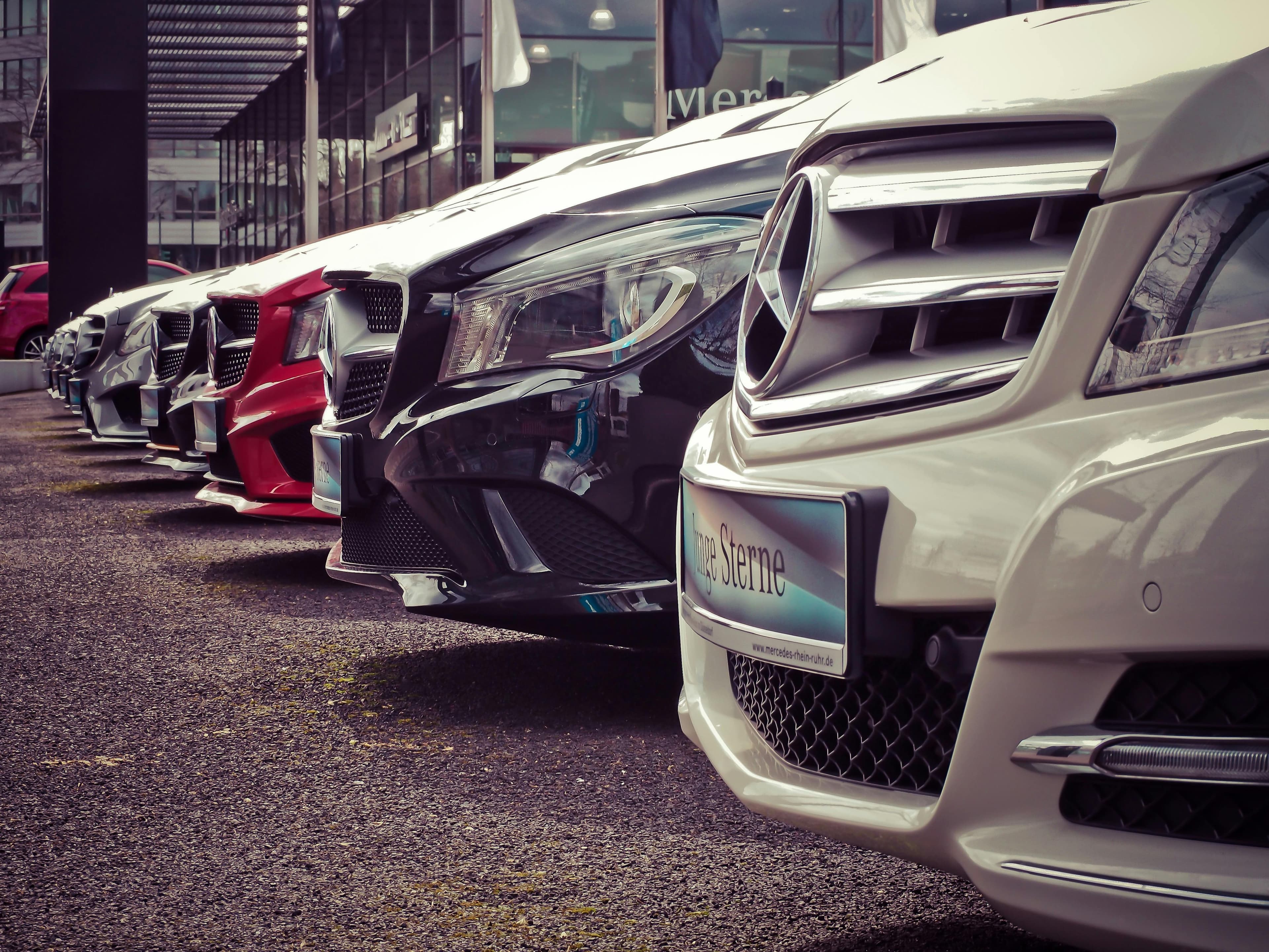 Row of cars for sale